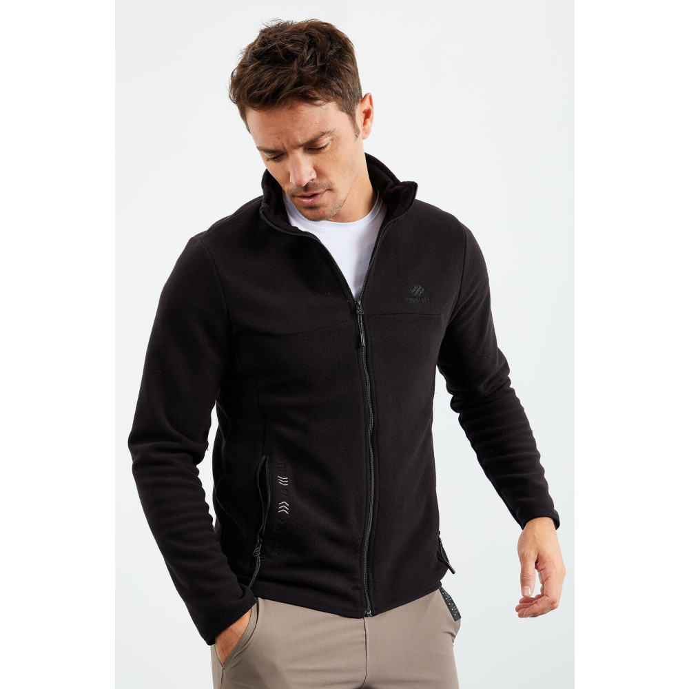 TOMMY LIFE Siyah Erkek Yazı Nakışlı Dik Yaka Fermuarlı Standart Kalıp Sweatshirt Polar - 87992 S Beden Kadın Giyim Fiyatı