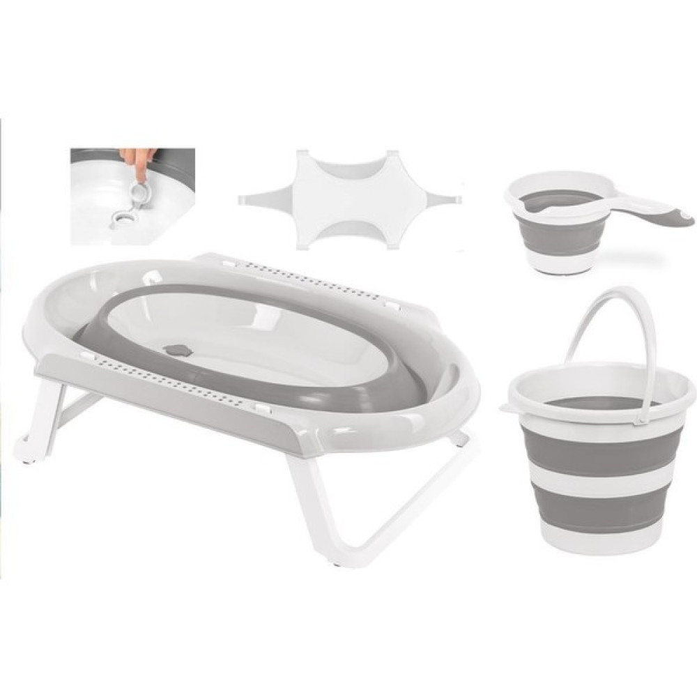 Tommybaby Tommybabay Katlanır Küvet Seti 4 Lü Set Banyo Seti - Gri - 0 - 1 Yaş Bebek Banyo Küveti Fiyatı