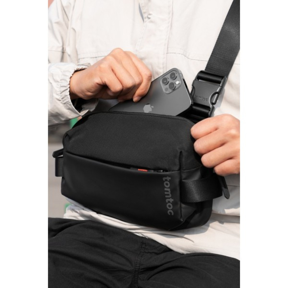 Tomtoc Explorer H02 Unisex Minimalist 2 Bölmeli Su Geçirmez Siyah Omuz ve Bel Çantası Erkek Bel Çantası Fiyatı