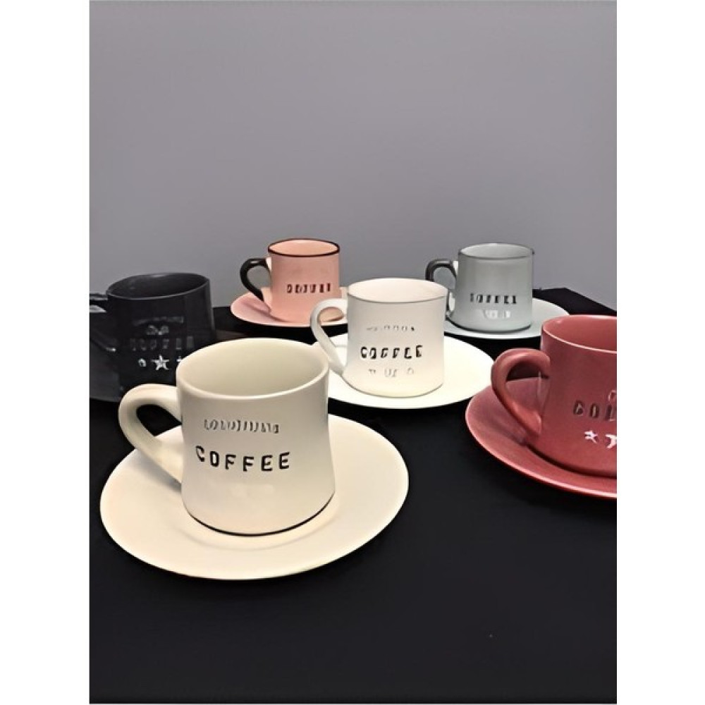 Tomurcuk Home Renkli Kahve Fincan Takımı 6'lı 90 cc - 6 Adet - Karışık İşleme - 90 ml Fincan / Bardak / Kahve Takımı Fiyatı
