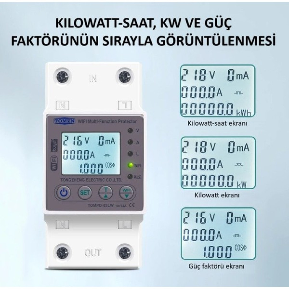 Tomzn Akıllı Kaçak Akım Koruma Rölesi ve Yüksek Voltaj ve Akım Koruyucu Röle 63A Wifi Özellikli Yedek Parça - Elektrikli El Aletleri Fiyatı