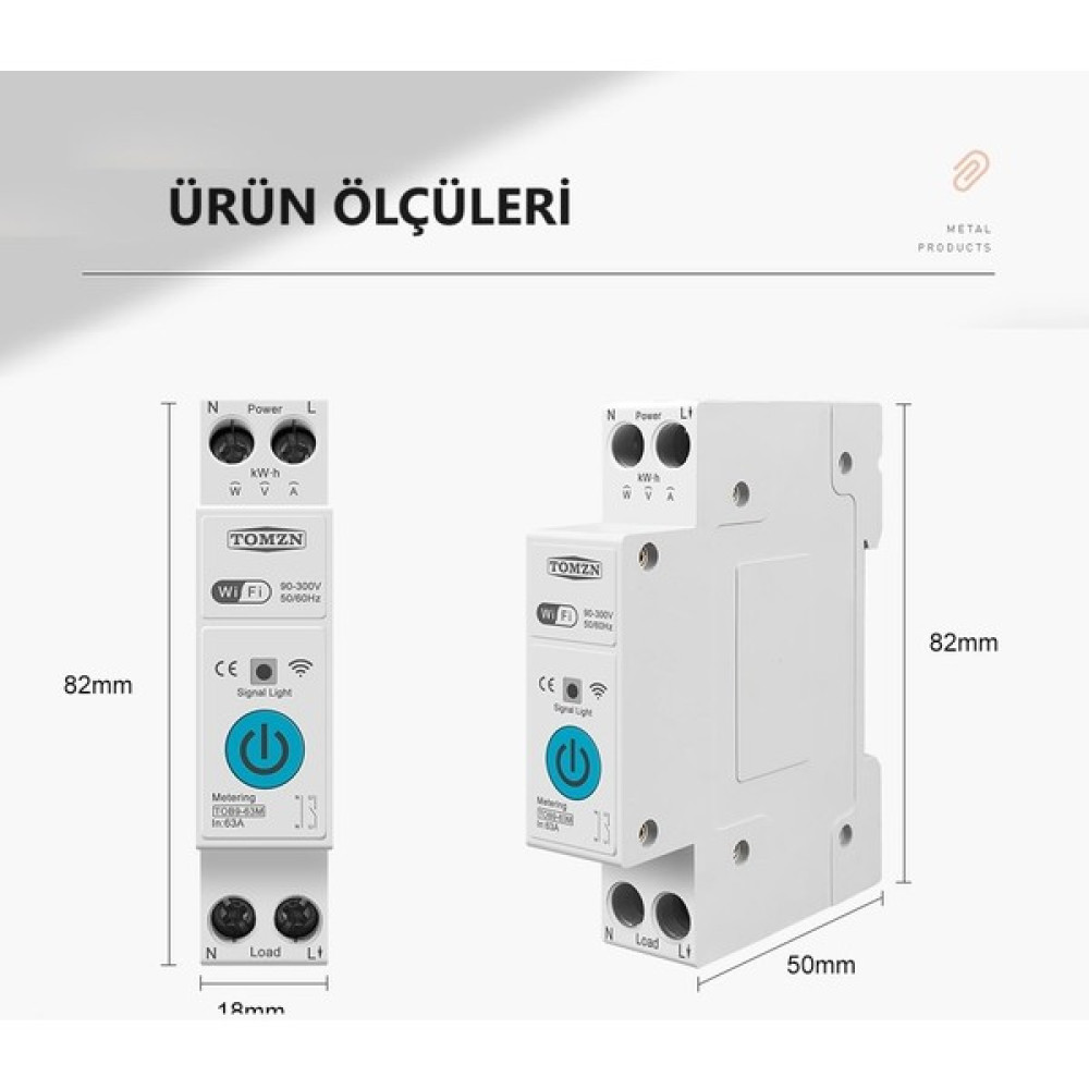 Tomzn Akıllı Sigorta Uzaktan Kumanda Özellikli Dahili Enerji Ölçerli ve Sayaçlı Dahili Kontaktör Voltmetre Ampermetre Zaman Rölesi 63A TOB9-63M Oto, Bahçe, Yapı Market Fiyatı