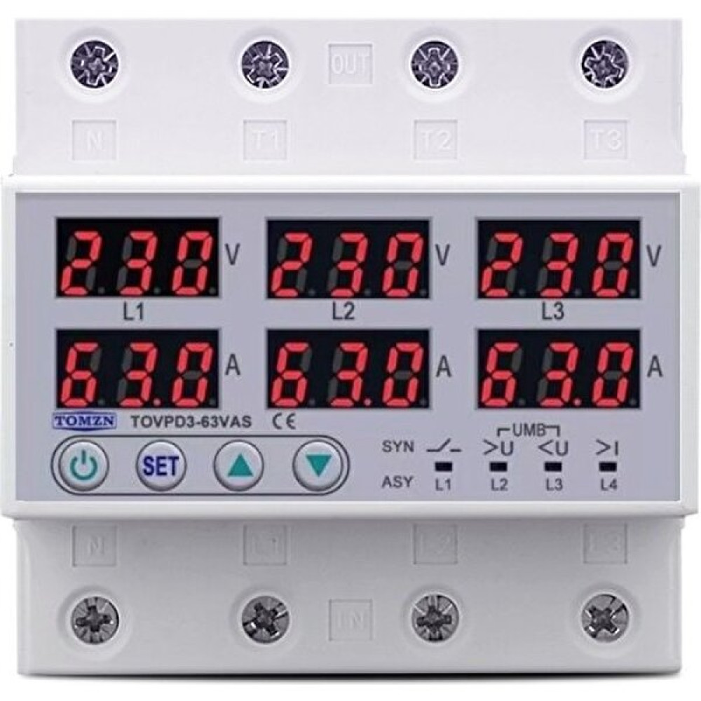 Tomzn Ayrışık Gerilim ve Akım Koruma Yıldırım Koruyucu 220V 63A 3 Fazlı Yıldırım Koruyucu Röle - Ev Tipi Yedek Parça - Elektrikli El Aletleri Fiyatı