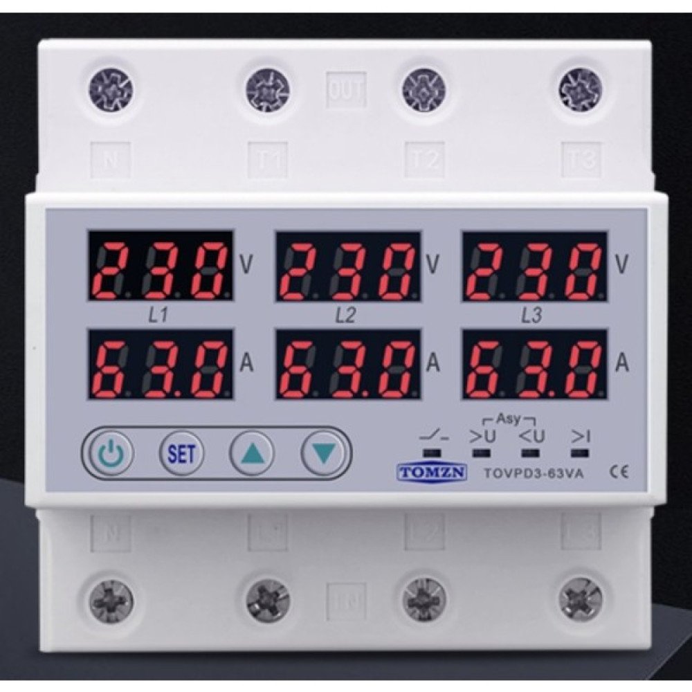 Tomzn Trifaz Gerilim ve Akım Koruma Rölesi Yüksek Alçak Voltaj Akım Koruma 230V 100A 3 Fazlı Yıldırım Koruyucu Röle Yedek Parça - Elektrikli El Aletleri Fiyatı