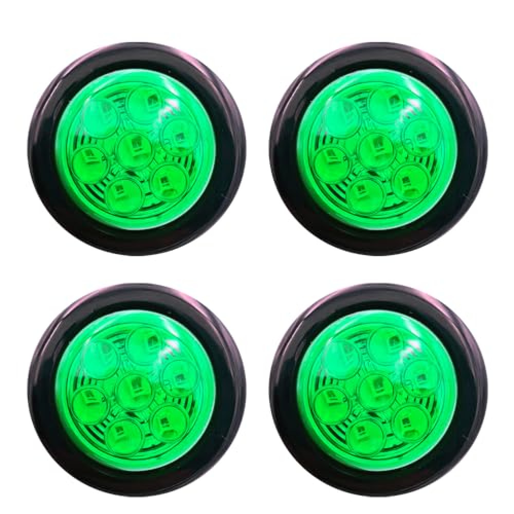 TONDASKY Pack of 4 2" Inch Green LED Light Round Clearance Lamps Side Marker Lights for Truck Trailer tractor Bus 12V