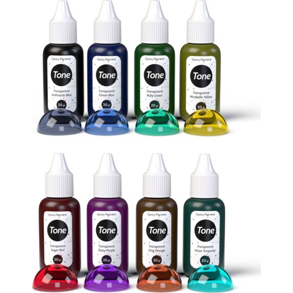 Tone Transparent 8'li Transparan Epoksi Pigment Renklendirici 8 x 20 gr - Renkli Sanatsal Malzemeler Fiyatı