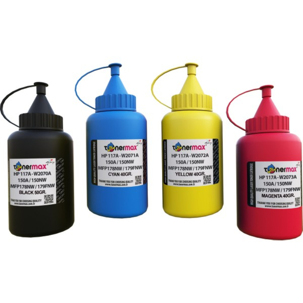 Toner Max® HP 117A W2070A / HP 150A / 150NW / 178NW / 179FNW Cmyk Set Toner Tozu Tonerler Fiyatı