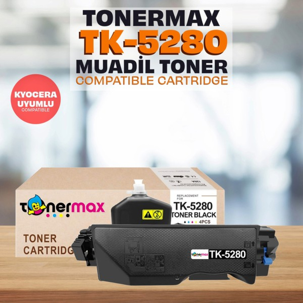 Toner Max® Kyocera TK-5280 Siyah Muadil Toner / Ecosys M6235CIDN / M6635CIDN / P6235CDN Tonerler Fiyatı