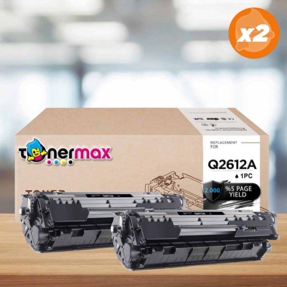 tonermax Hp 12A / Q2612A Muadil Toner 2'li Paket / 1010/1012I/1015/1018/1020/1022 - Black Tonerler Fiyatı