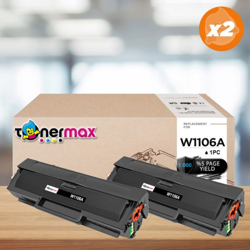 tonermax Hp Laser Mfp 137FNW Muadil Toner Çipli 2'li Paket / Hp 106A W1106A - Black Tonerler Fiyatı