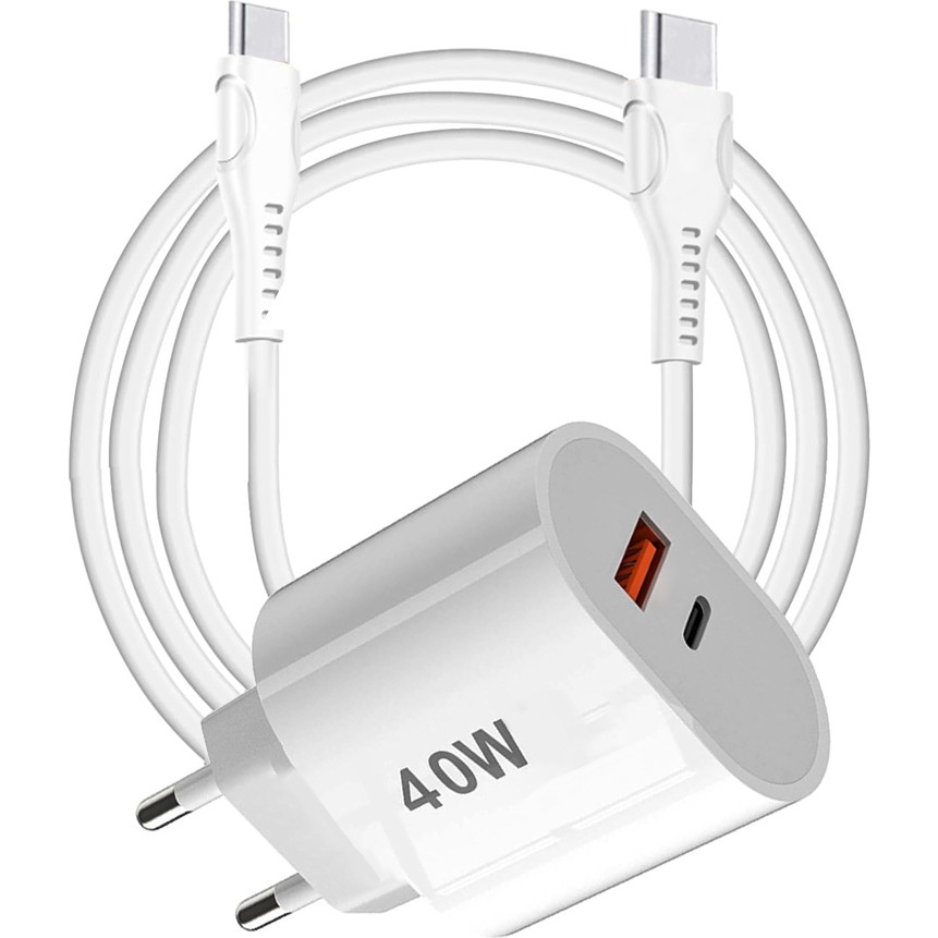 Tonex 40W Usb-A + Type-C 2x Çıkışlı Type-C To Type-C Kablolu Şarj Aleti - Beyaz Bilgisayar Çevirici ve Adaptörü Fiyatı