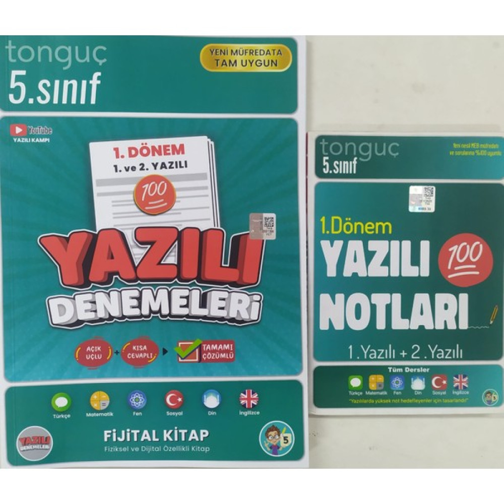 Tonguç Akademi 5. Sınıf 1. Dönem 1 ve 2. Yazılı Yazılı Notları - Yazılı Denemeleri 2'li Set Ders Sınav Kitapları Fiyatı