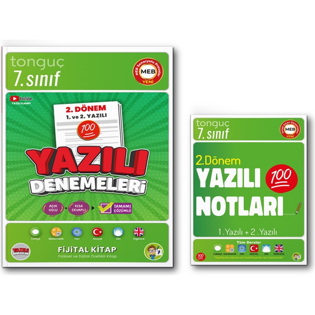 Tonguç Akademi 7. Sınıf Yazılı Denemeleri 2. Dönem 1 ve 2. Yazılı Kitapları Ciltli Tüm Dersler Fiyatı