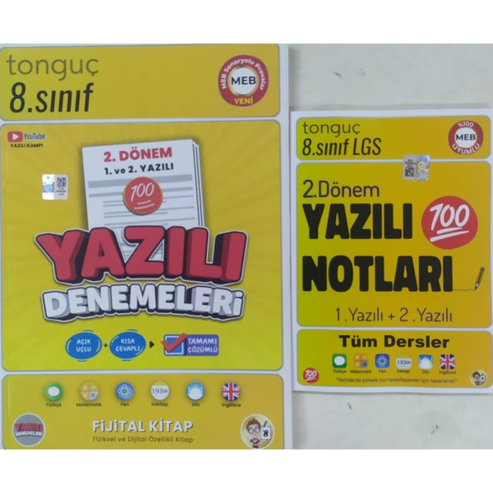 Tonguç Akademi 8. Sınıf 2. Dönem Yazılı Notları+Yazılı Denemeleri Ders Sınav Kitapları Fiyatı