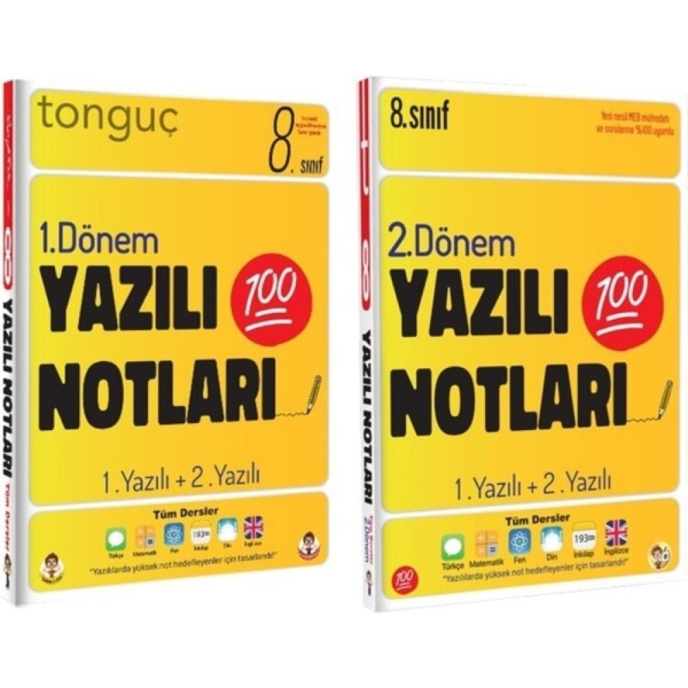 Tonguç Akademi 8. Sınıf Yazılı Notları 1. Dönem ve 2. Dönem 1 ve 2. Yazılı Kaynak Kitapları Fiyatı