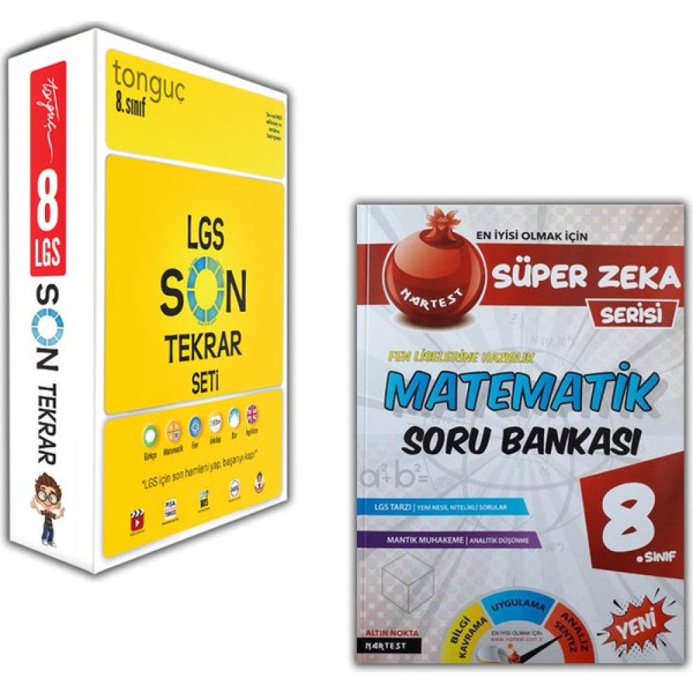 Tonguç Akademi LGS Son Tekrar Seti + Nar Test Yayınları 8. Sınıf Matematik Soru Bankası Fen Liselerine Hazırlık Süper Zeka Serisi Eğitim Setleri Fiyatı