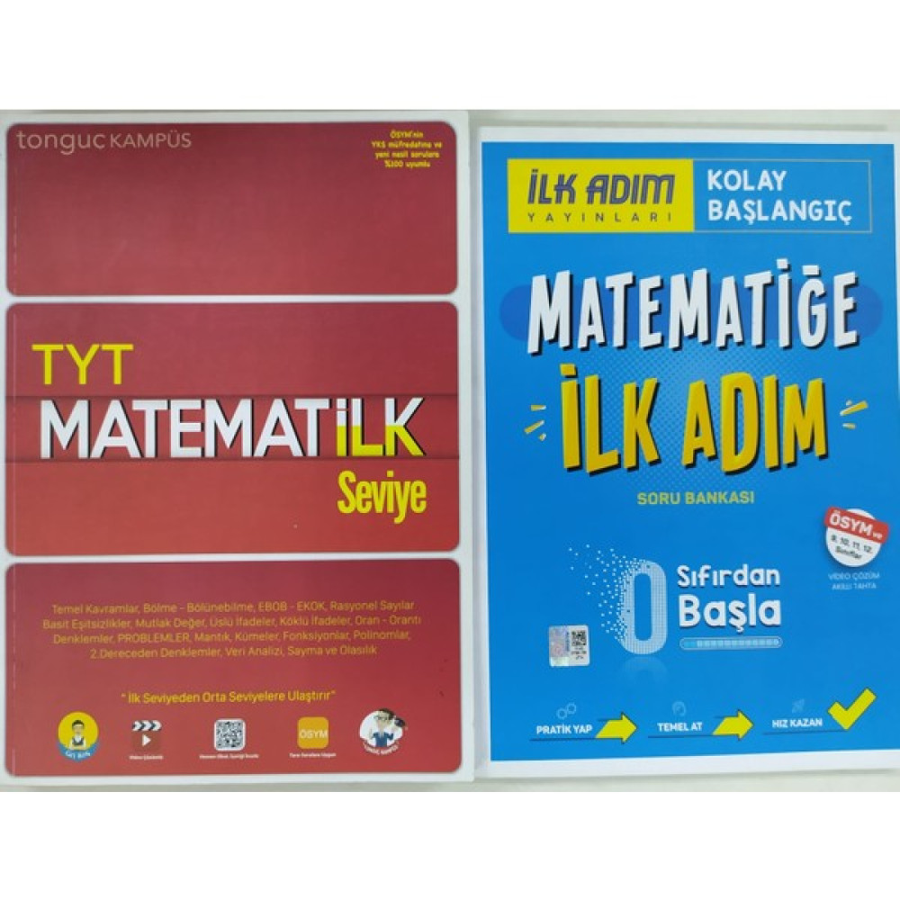 Tonguç Akademi TYT Matematilk Seviye - İlk Adım Yayınları Matematiğe İlk Adım Soru Bankası 2'li Set Ders Sınav Kitapları Fiyatı
