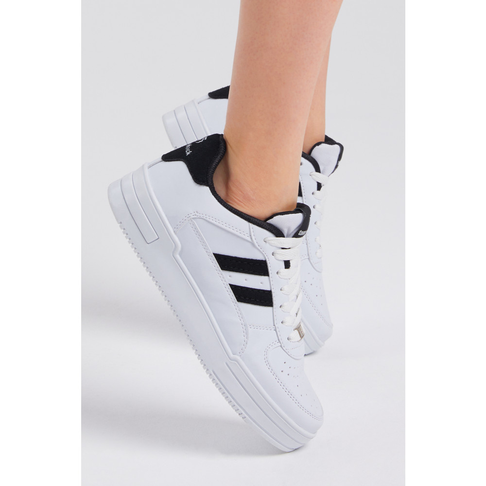Tonny Black Unisex Beyaz Siyah Yanı Çizgili Bağcıklı Rahat Kalıp Sneaker 40 Beden Spor Ayakkabı Fiyatı