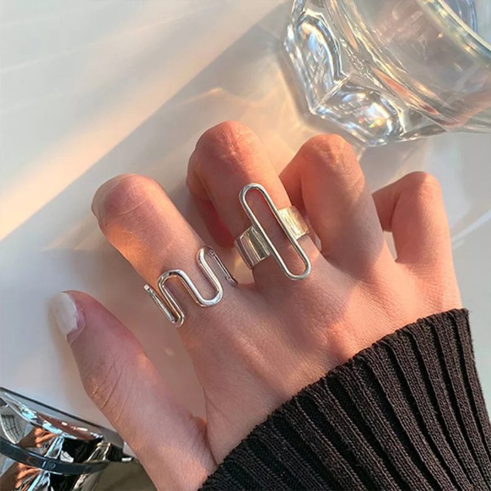 Tonstyle TS001305 2'li Set 925 Ayar Gümüş Kadın Yüzük Ayarlanabilir - Standart Gümüş Yüzük Fiyatı