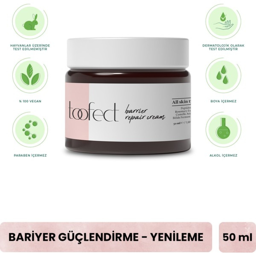 Toofect Bariyer Onarıcı Krem Vegan Yenileyici Sıkılaştırıcı Nemlendirici 50 ml Nemlendiriciler Fiyatı