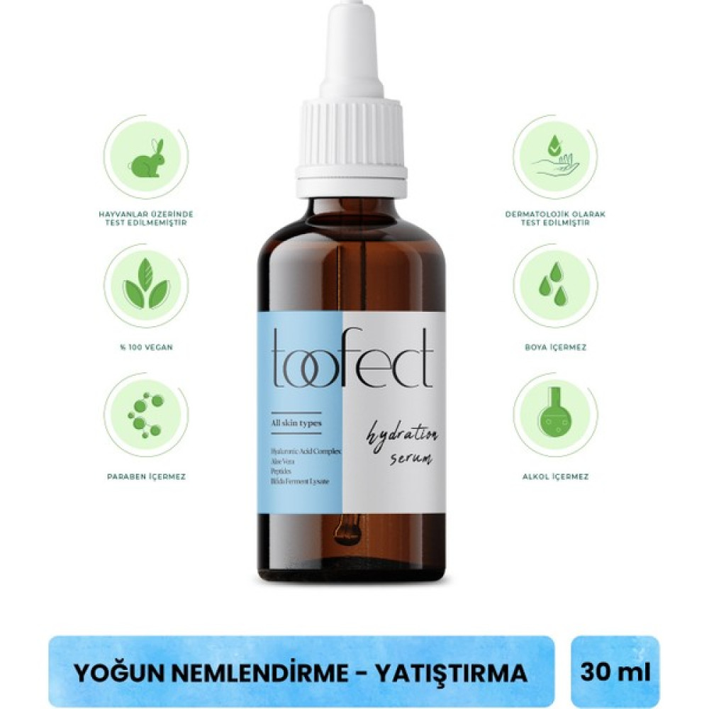Toofect Yoğun Nemlendirici Serum 30ml - Vegan Kırışık Karşıtı Yatıştırıcı (Hyalüronik Asit) Oto Boyaları Fiyatı