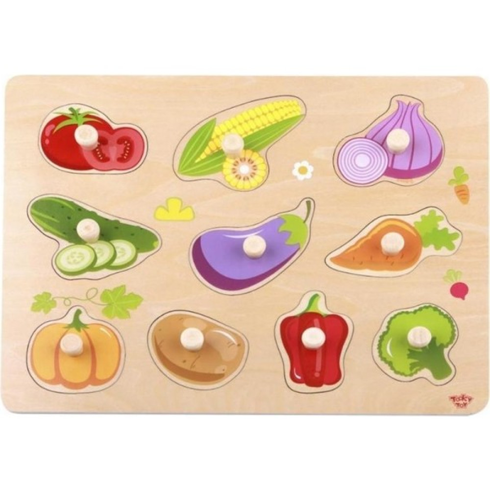 Tooky Toy Sebzeler Ahşap Puzzle - Ahşap Desenli Bebek Oyuncakları Fiyatı