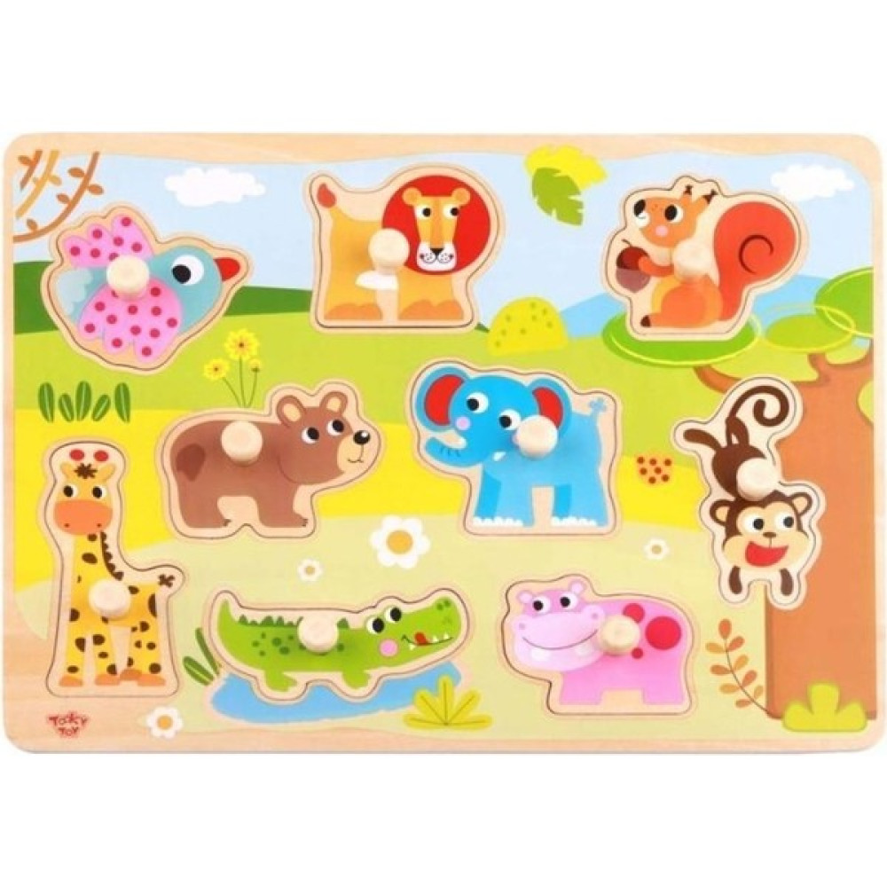Tooky Toy Vahşi Hayvanlar Ahşap Puzzle - Ahşap Desenli Bebek Oyuncakları Fiyatı