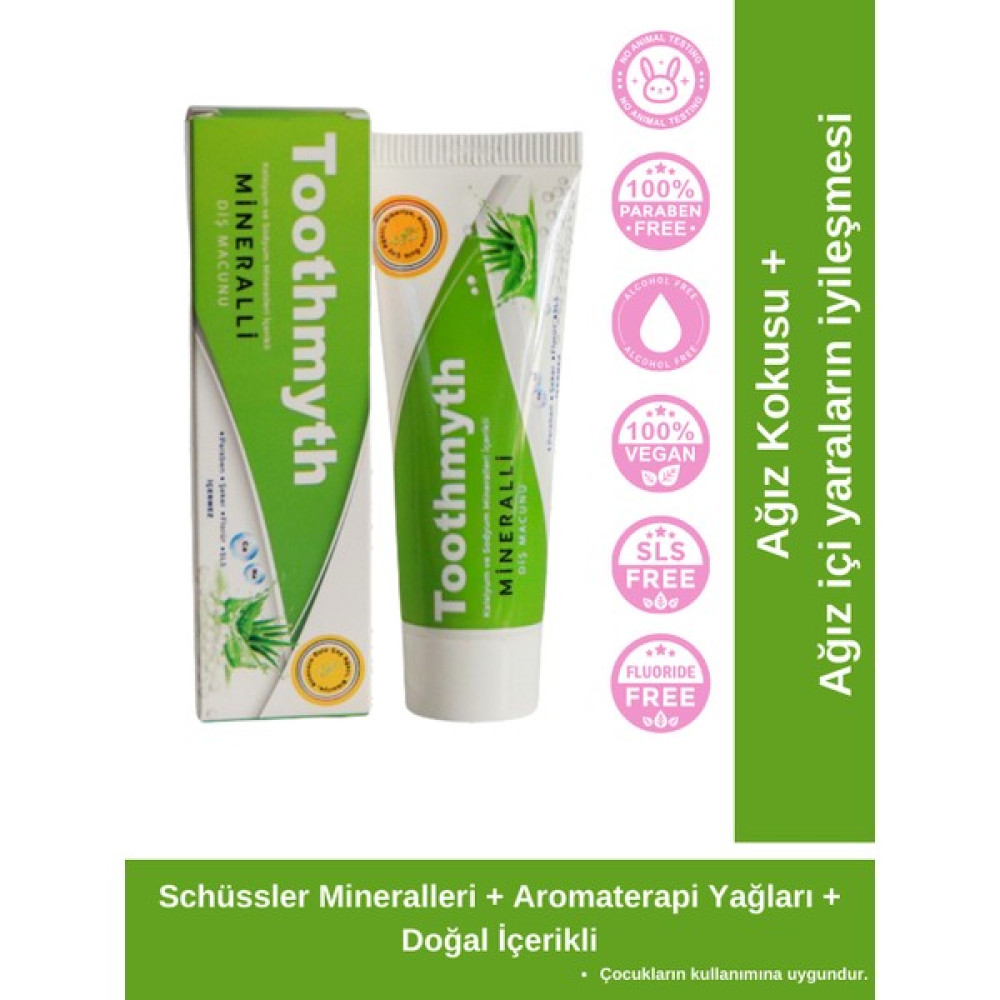 Toothmyth Schüssler Mineralli Diş Macunu Aloevera, Biberiye ve Çay Ağacı Özlü (Kalsiyum ve Sodyum Mineralli) 75 ML - Aloevera, Çay Ağacı ve Biberiy... Diş Macunları Fiyatı