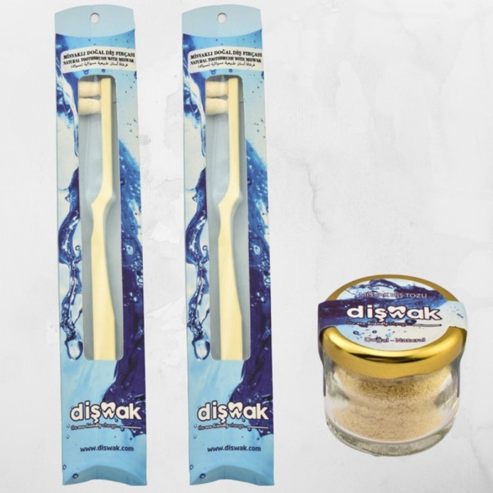Toothwak 2 Adet Misvak Başlı Diş Fırçası + Misvak Tozu - 0 RH (+) Siyah Diş Fırçaları Fiyatı