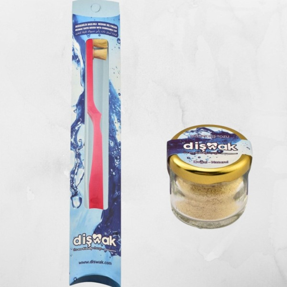 Toothwak Misvak Başlı Kırmızı Diş Fırçası + Yedek Başlık + Misvak Tozu - 0 RH (+) Siyah Diş Fırçaları Fiyatı
