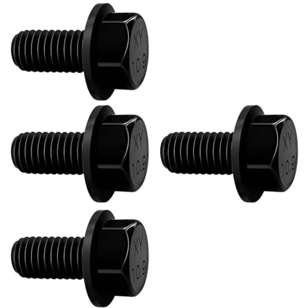 Top Front Skid Plate Bolts, 12mm Top Flanged Hexagon Screws, Upgraded 2-in-1 Top Bolt and Gasket Metric Flanged Bolts (4PK)