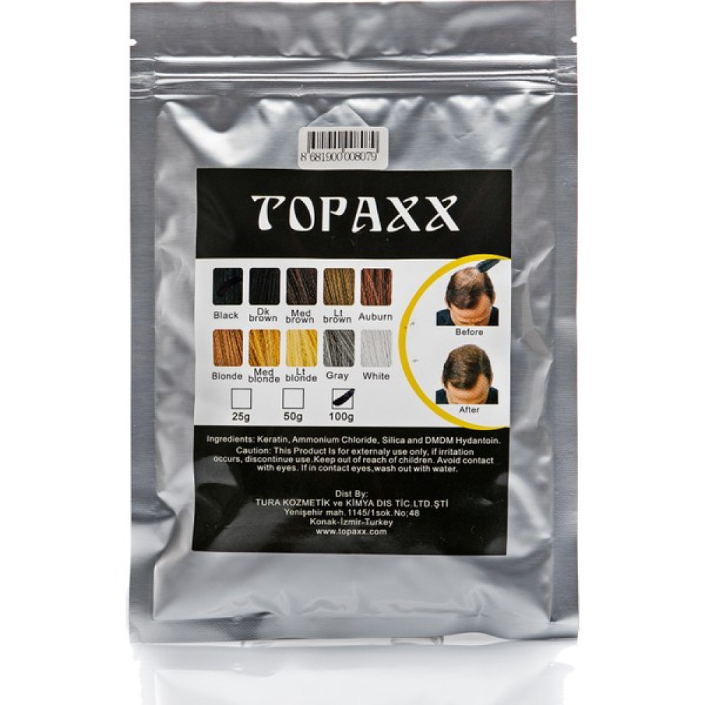Topaxx 100 Gr Dolgunlaştırıcı Siyah Black Saç Fiber Topik Tozu Saç Boyası Fiyatı