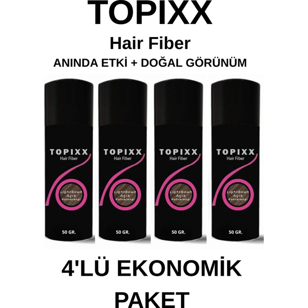 Topixx Hair Fiber 4 Lü Set 50 Gr. Saç Tozu Topik ,saç Kapatıcı Toz - Açık Kahve Saç Dökülmesine Karşı Ürünler Fiyatı