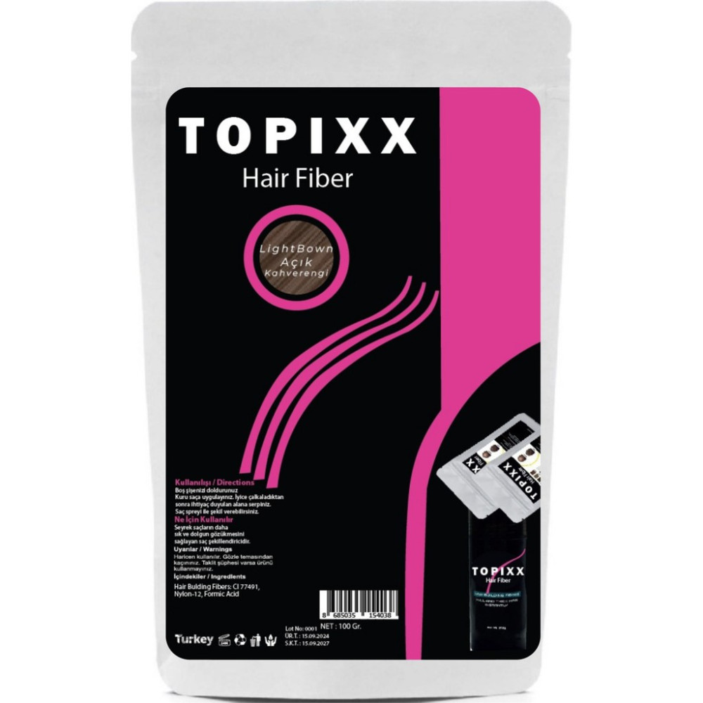 Topixx Hair Fiber Açık Kahve/LT Brown 100 Gr. Saç Tozu - Açık Kahve Saç Dökülmesine Karşı Ürünler Fiyatı