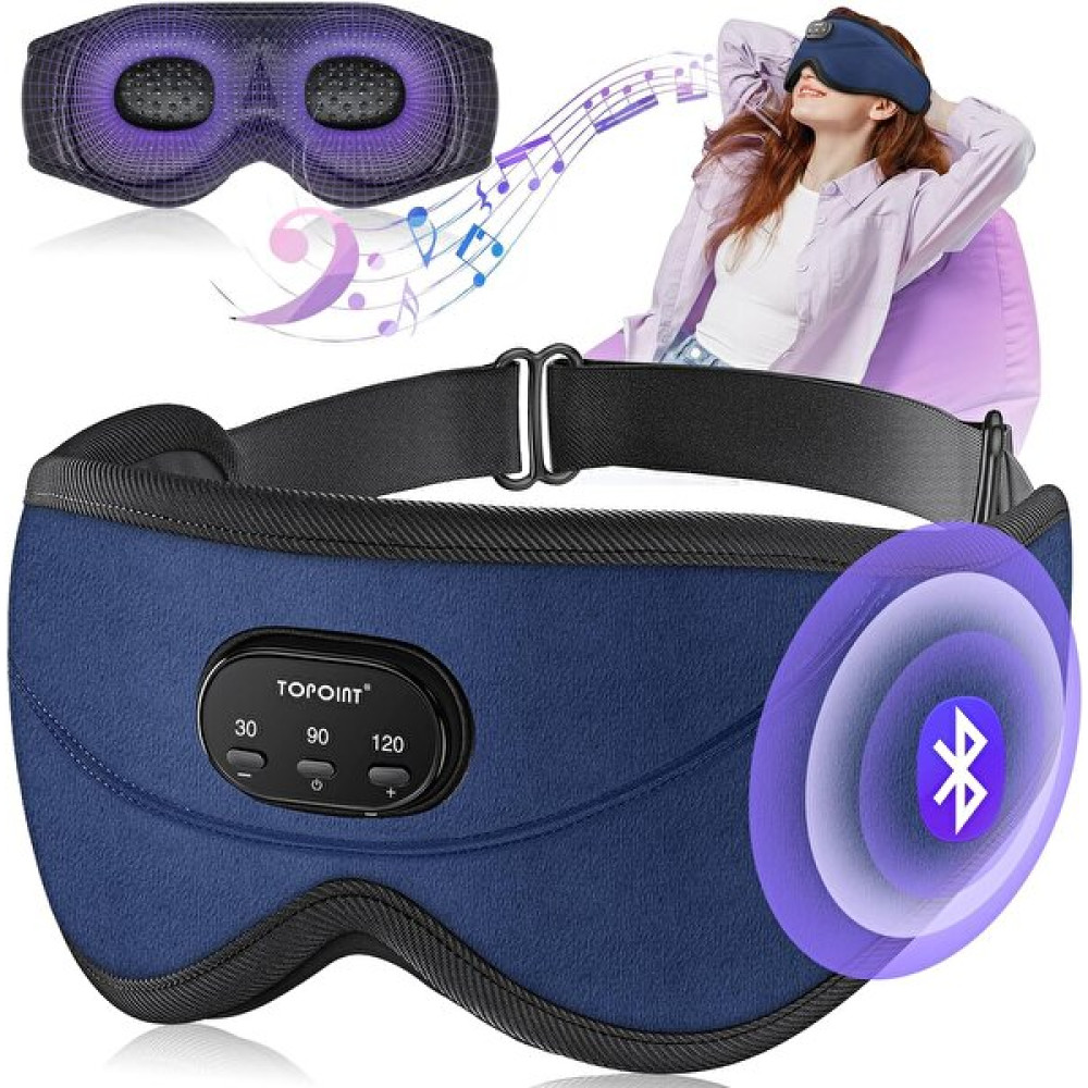 Topoint Uyku Kulaklıkları Bluetooth 3D Uyku Maskesi Lacivert Kadife Bluetooth Kulaklık Fiyatı