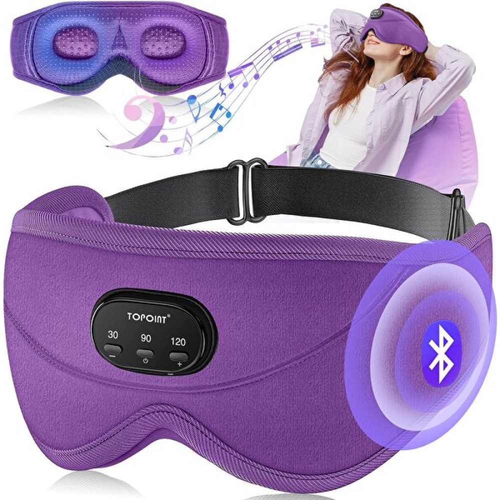 Topoint Uyku Kulaklıkları Bluetooth 3D Uyku Maskesi Mor Kadife Bluetooth Kulaklık Fiyatı