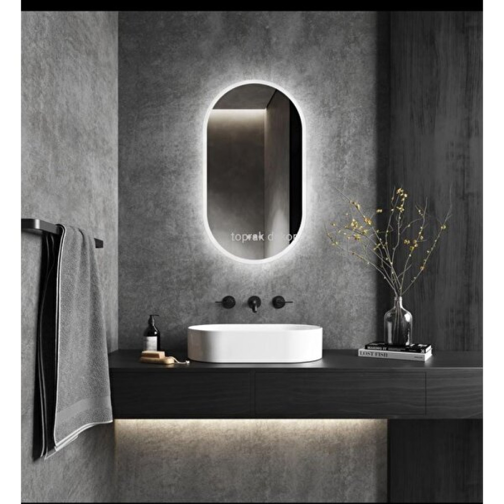 Toprak Dekor 80*50 Iki Taraf Oval Ledli Banyo Aynası Tuvalet Aynası Işıklı Ayna Banyo Aynası Fiyatı