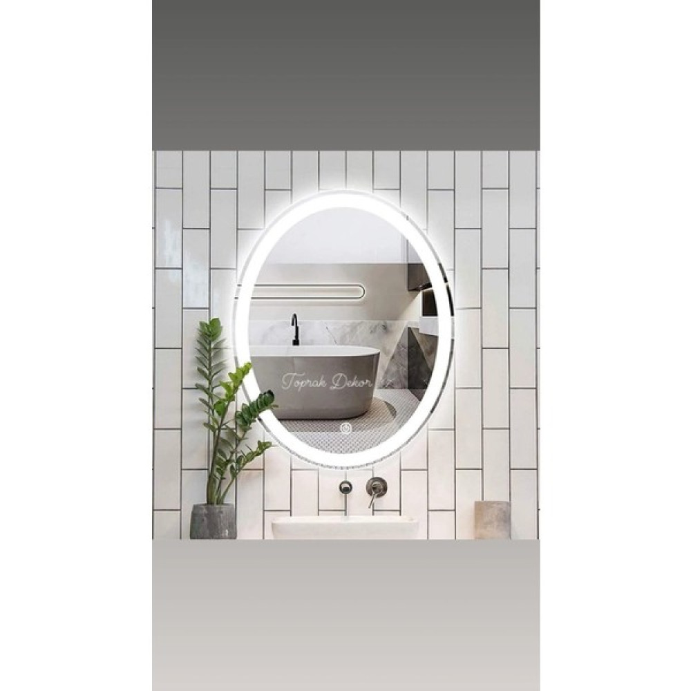 Toprak Dekor 80*60 Elips Beyaz Ledli Dokunmatik Kumlamalı Banyo Aynası Ledli Ayna Oto Boyaları Fiyatı
