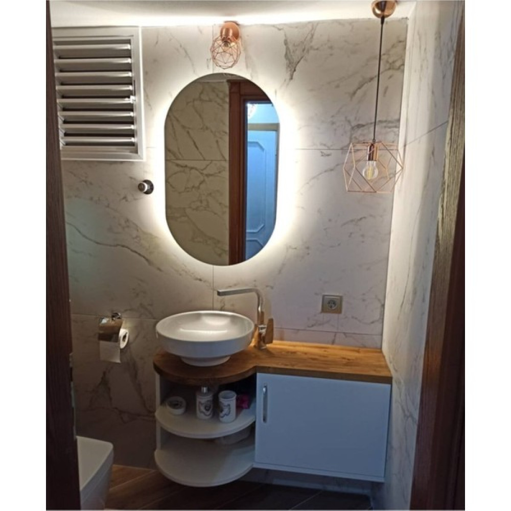 Toprak Dekor Banyo aynası ledli ayna 70*40 oval ledli ayna - Beyaz - 70 x 40 Cm Banyo Aynası Fiyatı