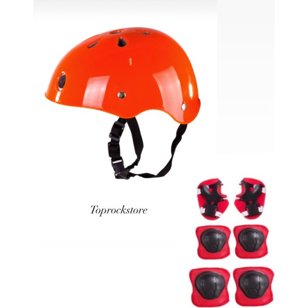 Toprock Store Çocuk Kask Dizlik Dirseklik Kemik Set 7 Parça - Turuncu - 51 - 54 cm Motorsiklet Kaskları Fiyatı