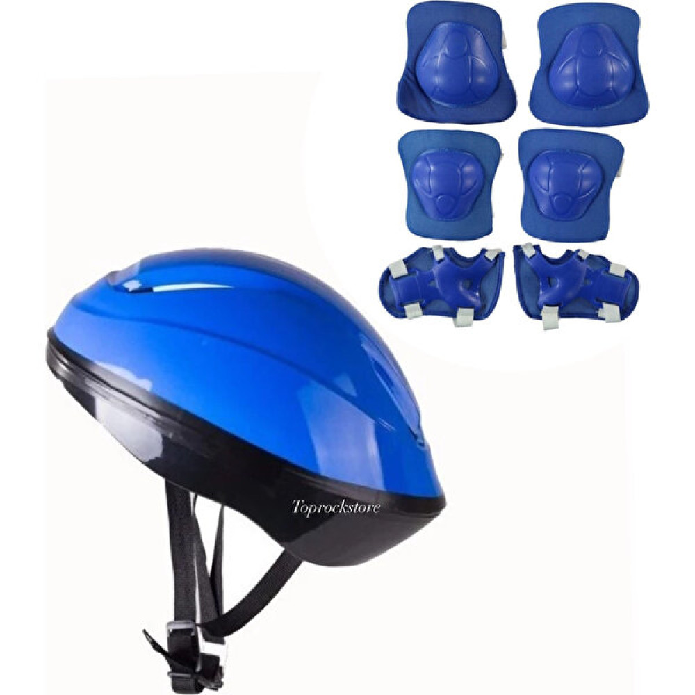 Toprock Store Çocuk Kask Dizlik Dirseklik Seti 7 Parça - Mavi - 51 - 54 cm Motorsiklet Kaskları Fiyatı
