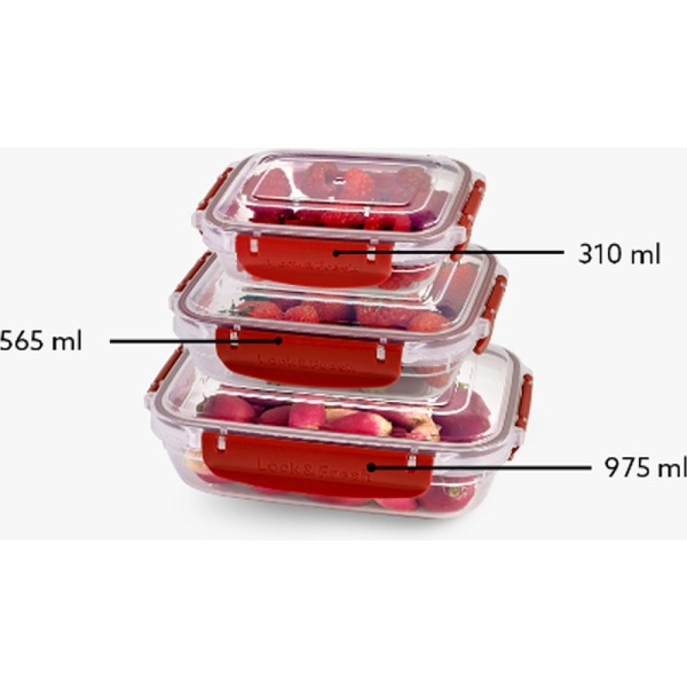Toptan Bulurum Master Seal Dikdörtgen Saklama Kabı Seti 3 PARÇA(310,565,975 Ml) Saklama Kapları Fiyatı