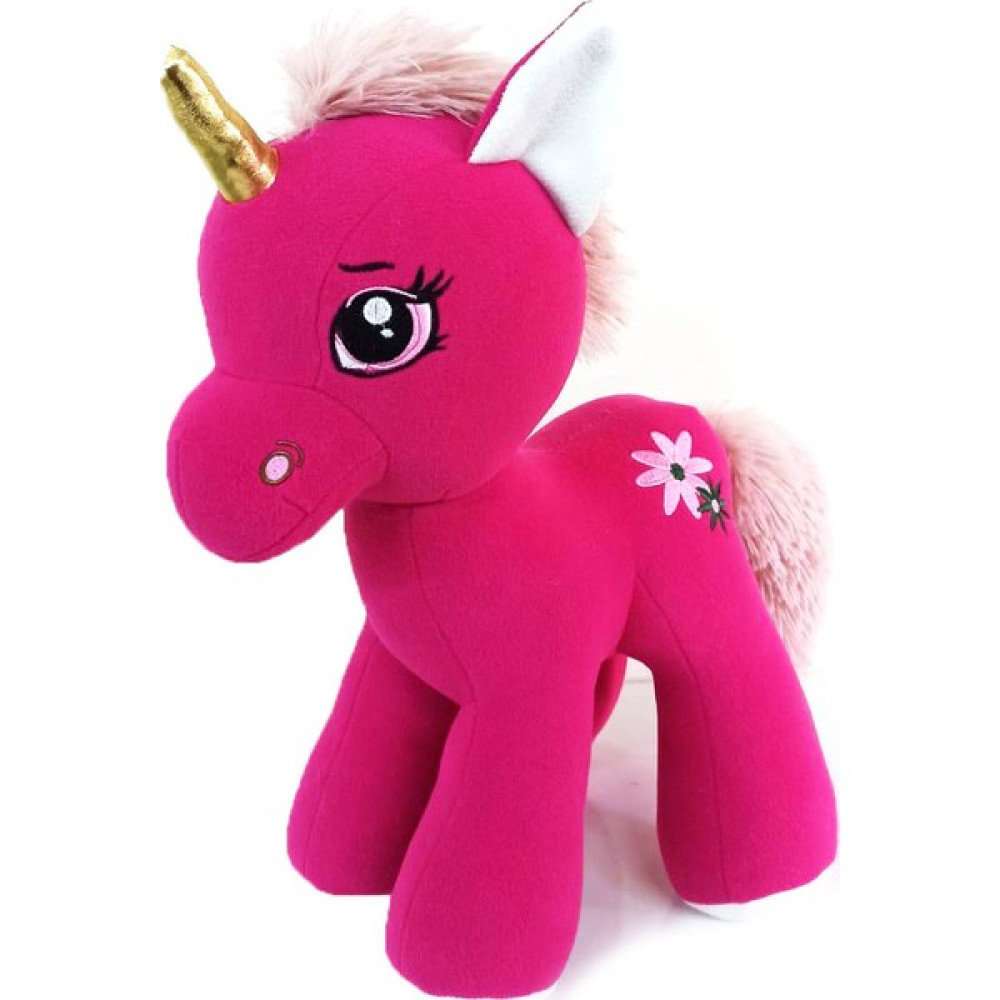 Toptan Keçe Peluş Unicorn Pony Oyuncak 45 Cm, Peluş Boynuzlu At - Fuşya Peluş Oyuncaklar Fiyatı