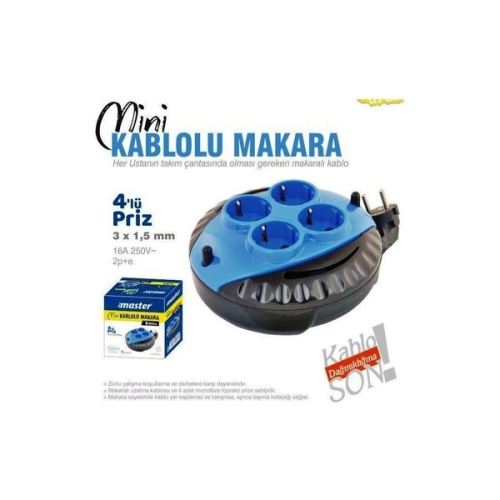 Toptancı Amca Mini Seyyar Makaralı Uzatma Kablosu 3 x 1,5 mm 3 M Prizler Fiyatı
