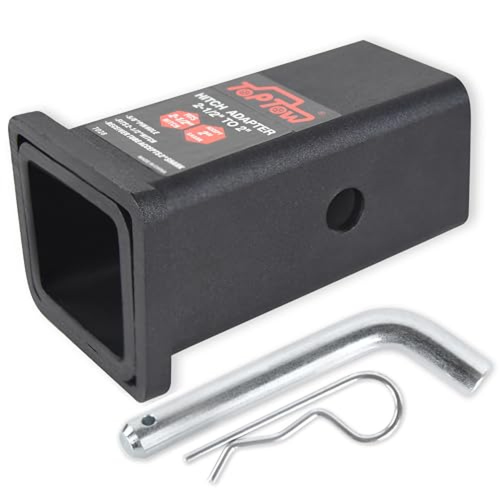 TOPTOW 64028HP Trailer Hitch Adapter 2-1/2" to 2" Hitch Reducer Sleeve Carbon Steel, 5/8 inch Pin & Clip Included