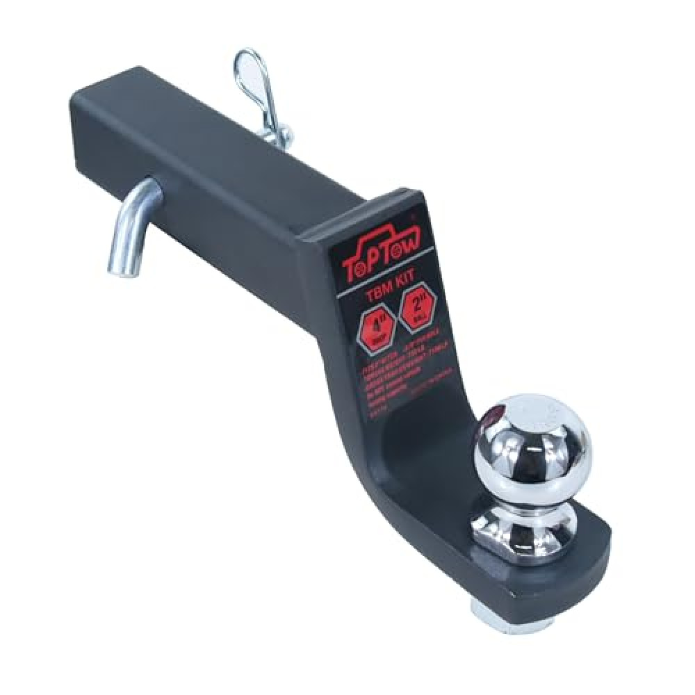 TOPTOW 64170 Trailer Hitch Ball Mount Kit with 2 inch Trailer Ball and 5/8 inch Hitch Pin, 4 inch Drop, Fits 2 inch Hitch Receiver, Matte Black