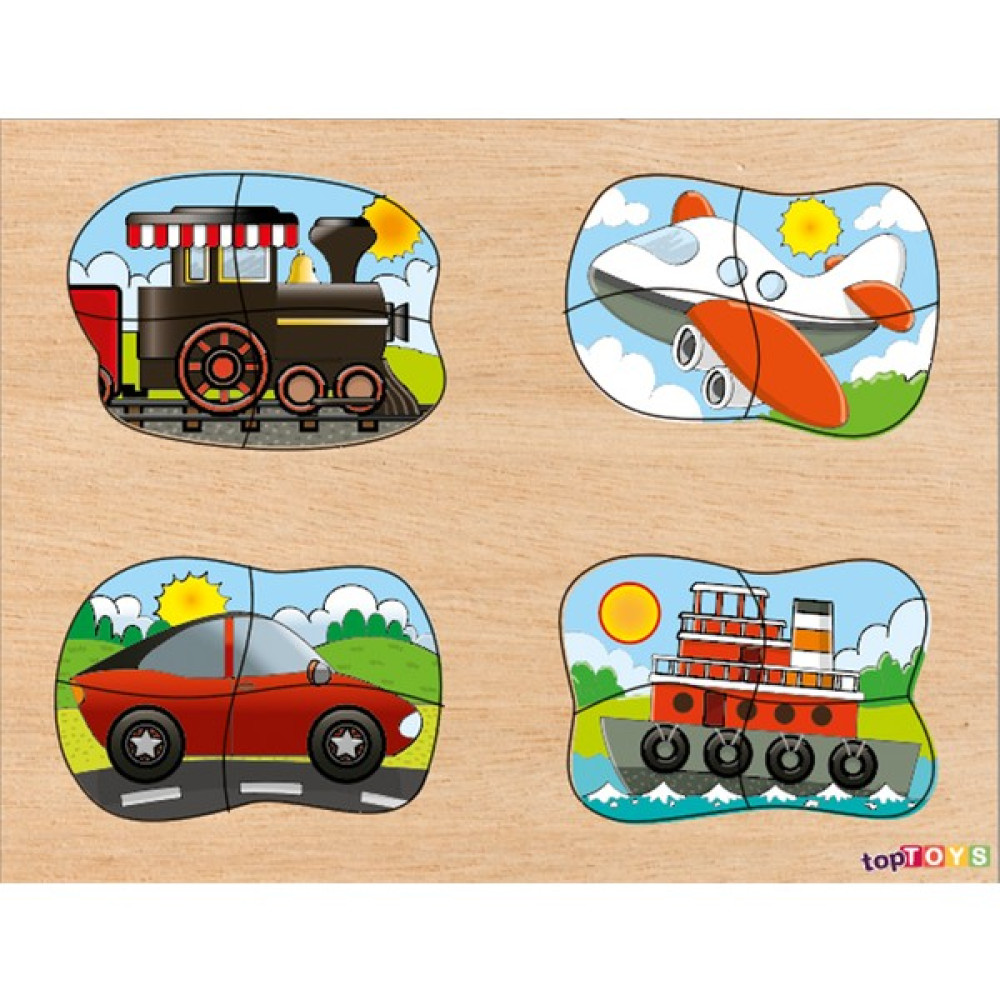Toptoys 4' Ü 1 Arada - Taşıtlar Ahşap Puzzle Bebek Oyuncakları Fiyatı