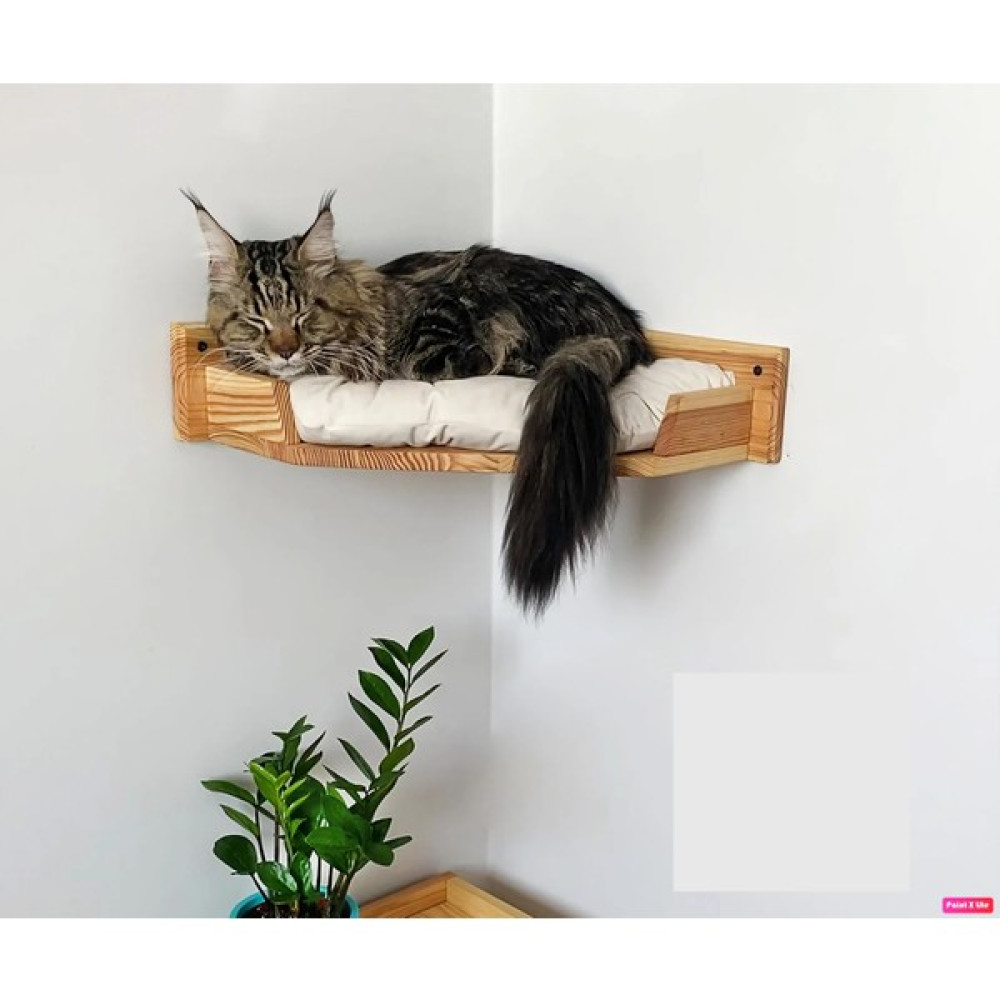 Torbreck Ahşap Duvara Monte Kedi Yatağı Yumuşak Minderli Kedi Platformu | Yavru Köpek Yatağı |doğal El Yapımı - Natürel Evcil Hayvan Ürünleri Fiyatı