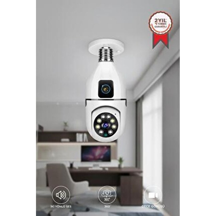 Torima Ampul Kamera Wifi 360° Panoramik Gece Görüş Hareket Algılayıcı Güvenlik Kamerası CMR13 Beyaz Güvenlik Kameraları Fiyatı