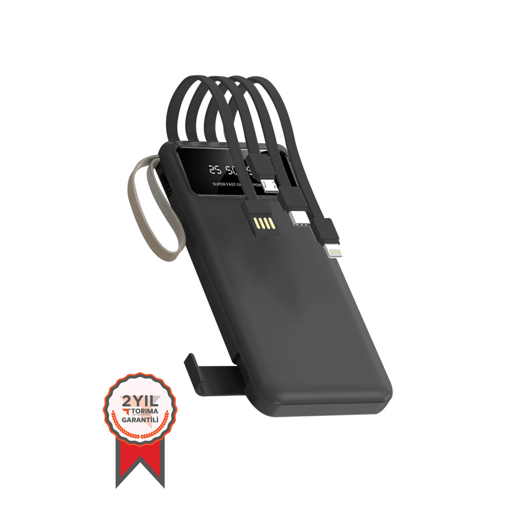 Torima Hızlı Şarj Özellikli 4 Çıkışlı 10.000 Mah Powerbank Siyah Taşınabilir Şarj Cihazı - Powerbank Fiyatı